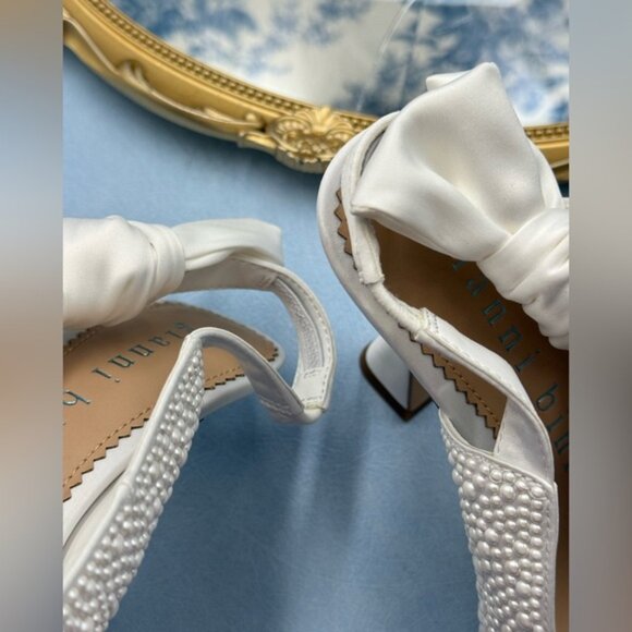 🆕 GIANNI BINI 🧿 NWOB Coray Pearl Embellished Satin Bow Slingback, Sz 7.5 - Picture 15 of 16